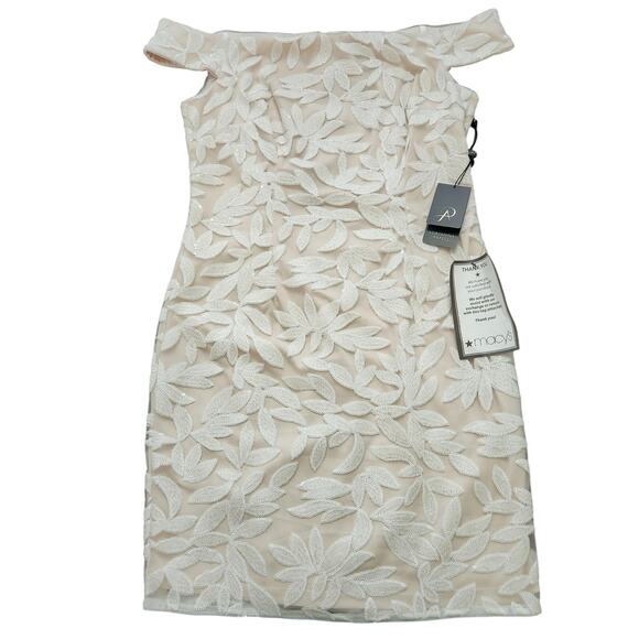 Adrianna Papell Dresses & Skirts - NWT Adrianna Papell Sequin Off-The-Shoulder Dress Ivory Size 8